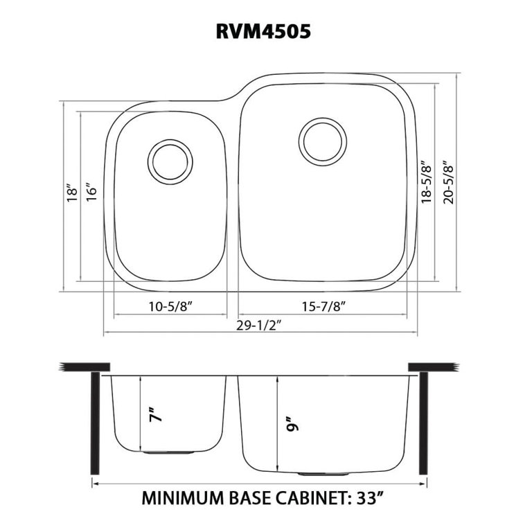 Ruvati 31" Stainless Steel Double Bowl Undermount Kitchen Sink