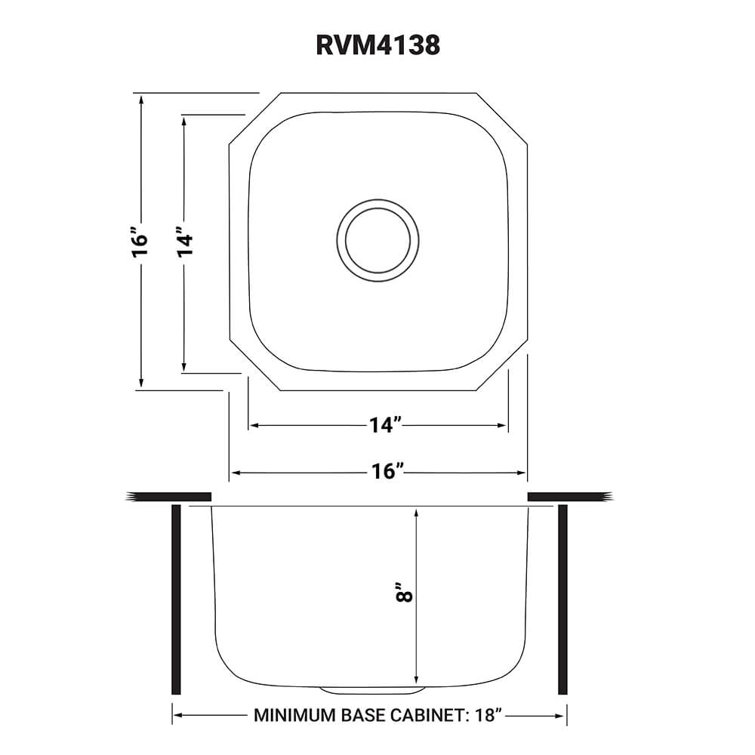 Ruvati 16" Stainless Steel Undermount Bar Prep Sink