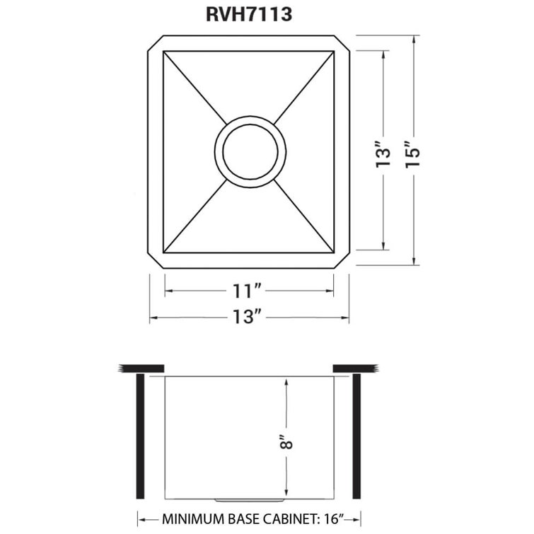 Brushed Stainless Steel Undermount Single Bowl Bar Prep Sink