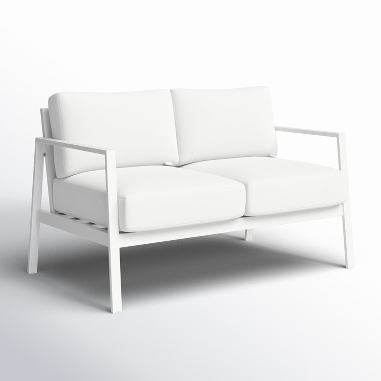White Aluminum Outdoor Loveseat with Sunbrella Cushions