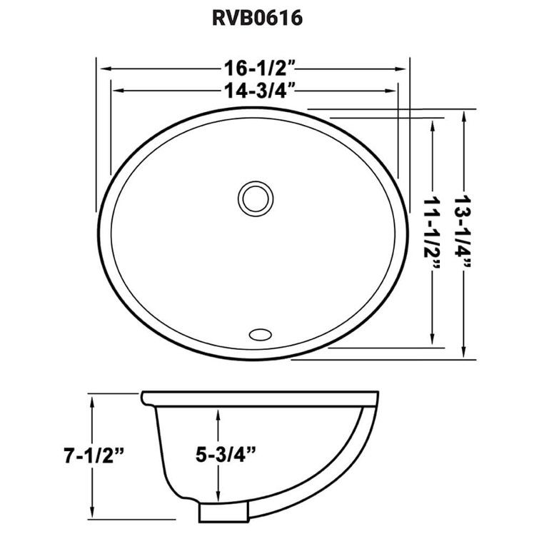 Ruvati White Oval Ceramic Undermount Bathroom Sink with Overflow