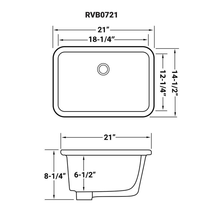 White Rectangular Ceramic Undermount Bathroom Sink with Overflow