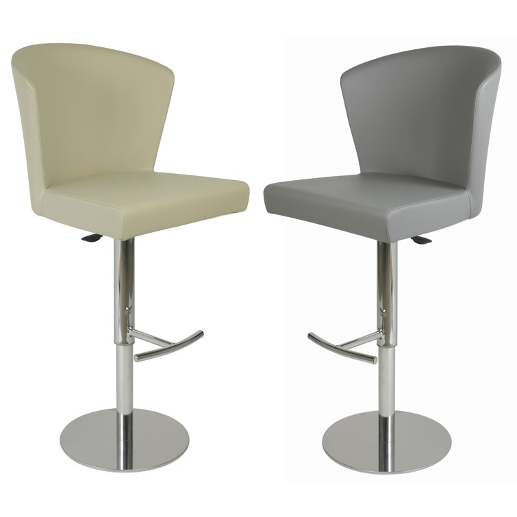 Verona Adjustable Swivel Bar Stool in Gray Leather