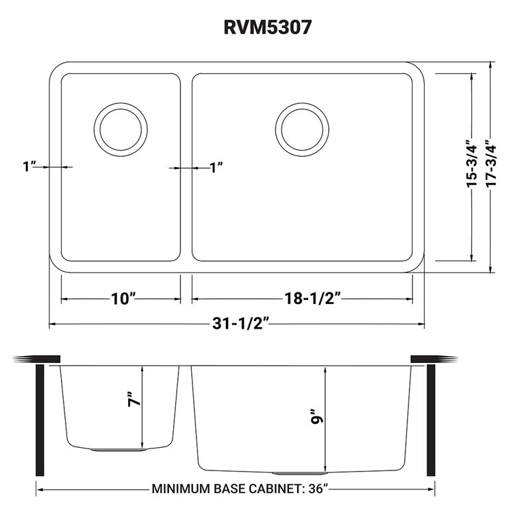 Ruvati 35-inch Drop-in Double Bowl Stainless Steel Kitchen Sink