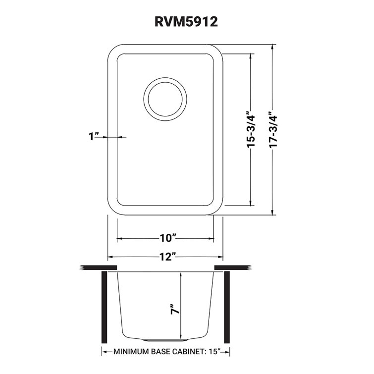 Ruvati 12" Stainless Steel Undermount Single Bowl Bar Sink