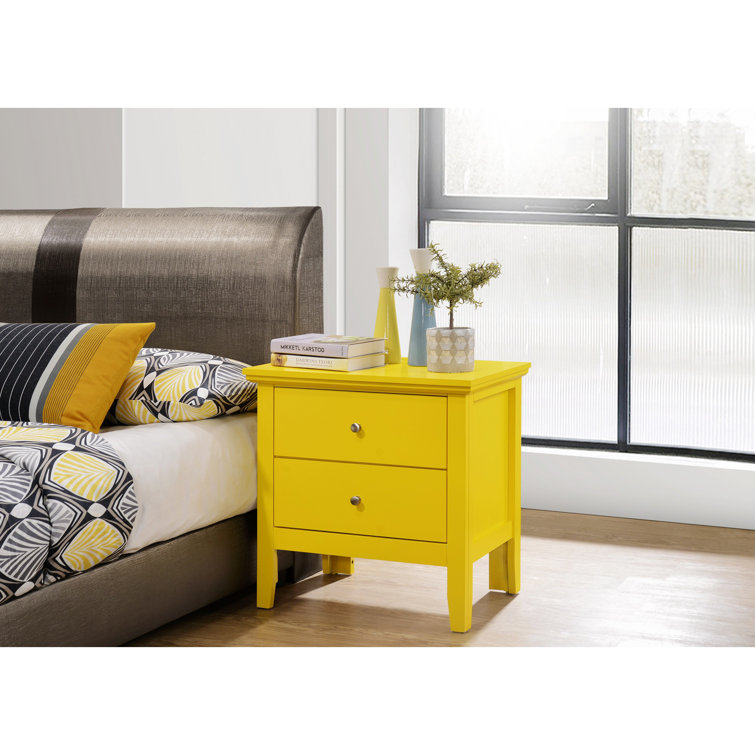Primo 2-Drawer Yellow Particle Board Nightstand - 24"x16"