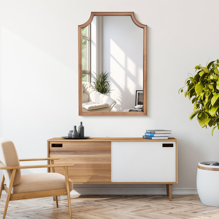 Rustic Farmhouse 36" x 24" Brown Wood Framed Bathroom Mirror
