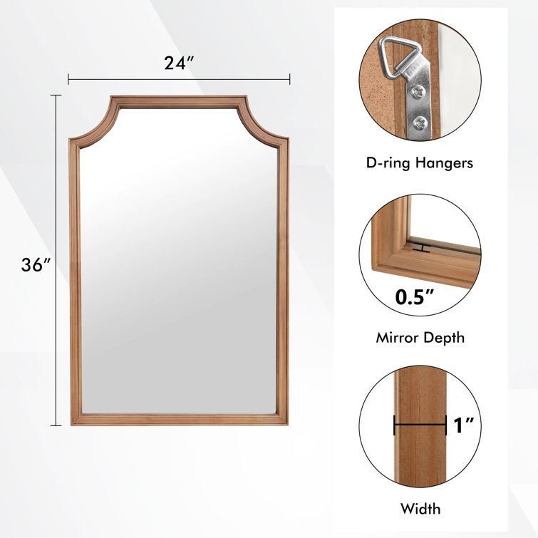 Rustic Farmhouse 36" x 24" Brown Wood Framed Bathroom Mirror