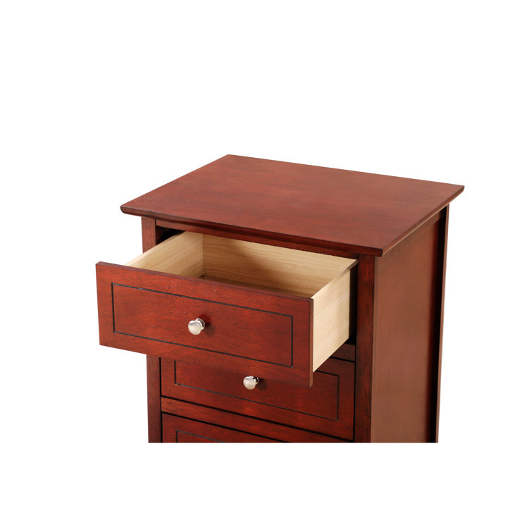 Cherry Wood 3-Drawer Nightstand with Nickel Hardware