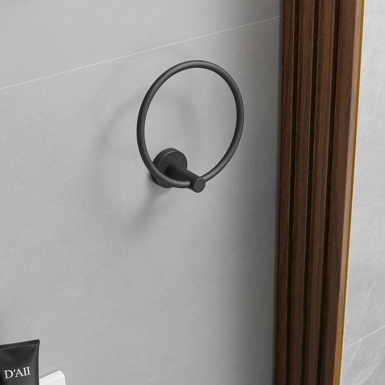 Matte Black 2-Piece Bathroom Hardware Set with Towel Ring