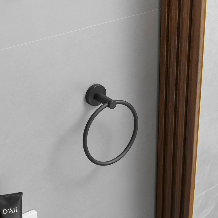 Matte Black 2-Piece Bathroom Hardware Set with Towel Ring