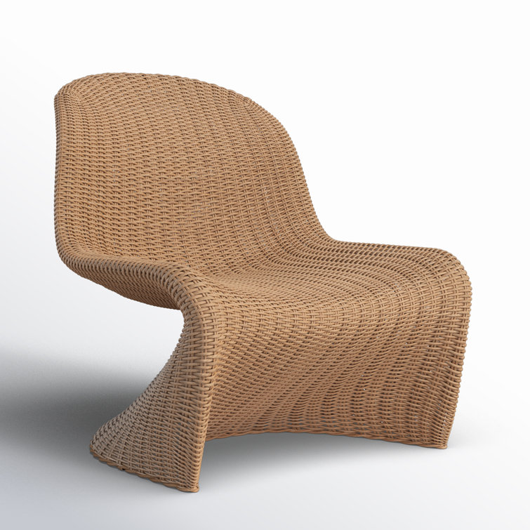Sleek Vintage Natural Wicker 28" Outdoor Accent Chair