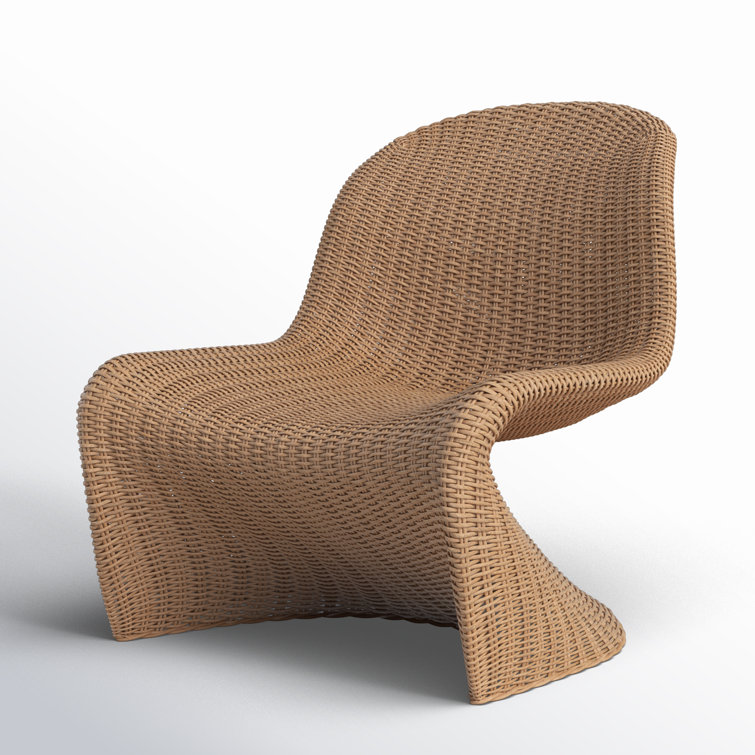 Sleek Vintage Natural Wicker 28" Outdoor Accent Chair