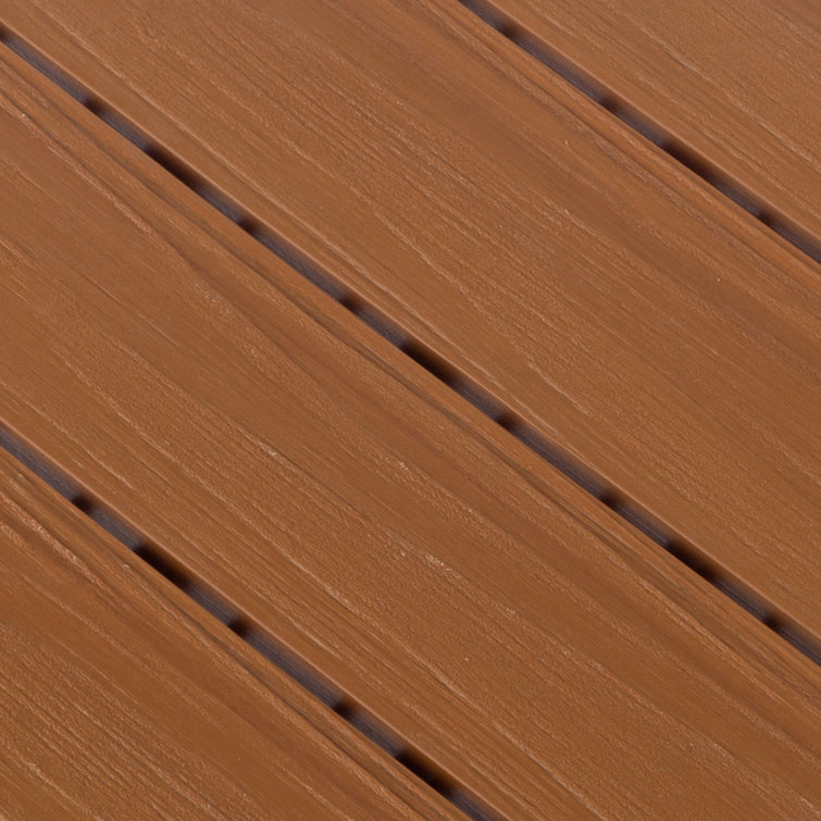 Brown Woodgrain Composite Interlocking Outdoor Deck Tiles - 11.63" x 11.63"