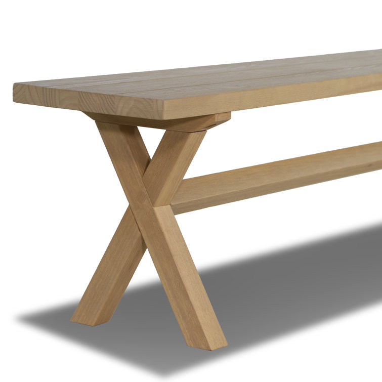Blonde Oak Trestle Base Dining Bench