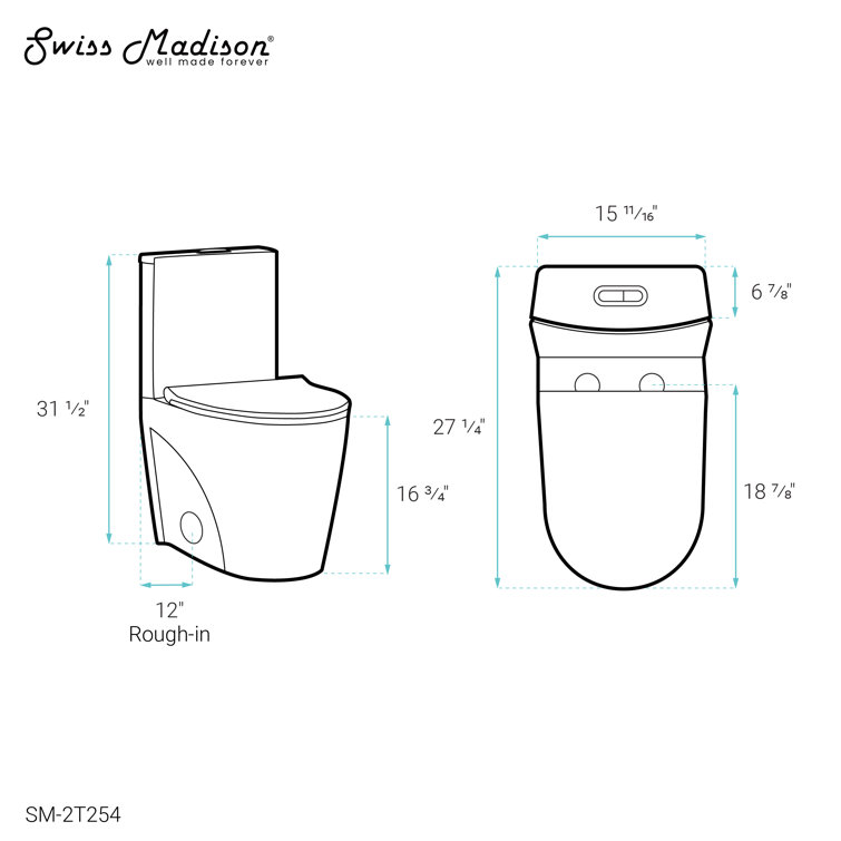 St. Tropez White Elongated Two-Piece Dual-Flush Toilet