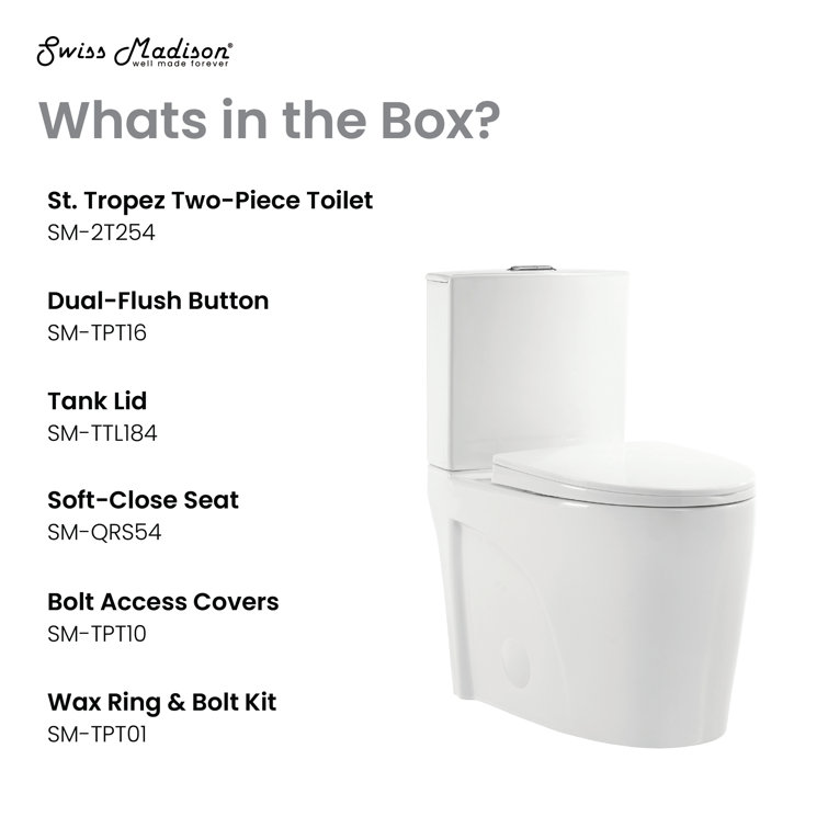 St. Tropez White Elongated Two-Piece Dual-Flush Toilet