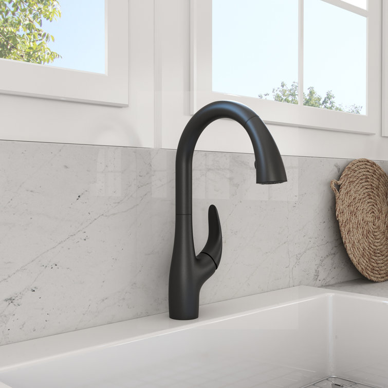 Pagano Matte Black Brass Pull-Down Kitchen Faucet with Spray