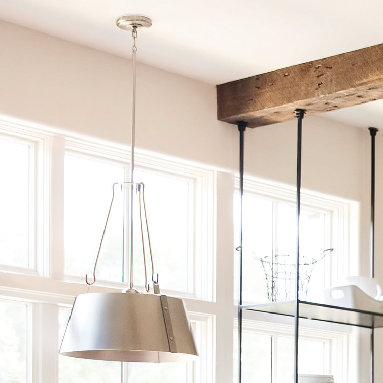 Polished Antique Nickel 3-Light Drum Pendant