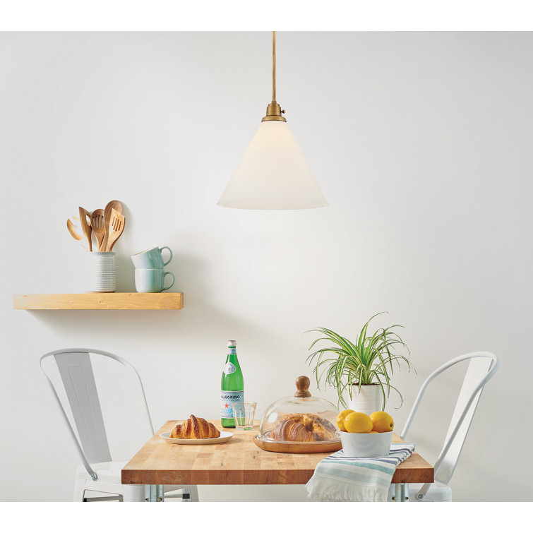 Heritage Brass and Opal Glass LED Pendant Light