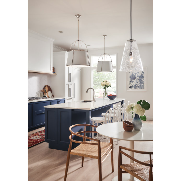 Matte Grey and Lacquered Dark Brass Drum Pendant Light