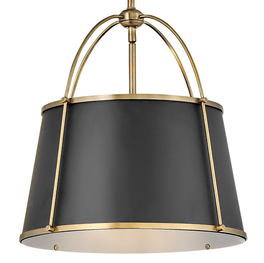 Elegant Warm Brass LED Drum Pendant with Adjustable Height