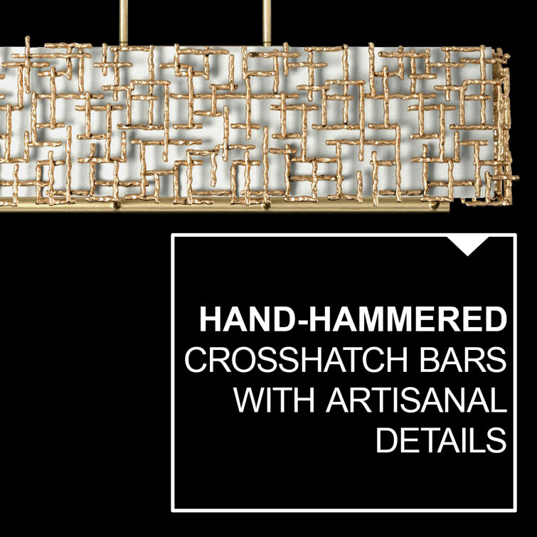 Burnished Gold 10-Light Chandelier with White Linen Shade