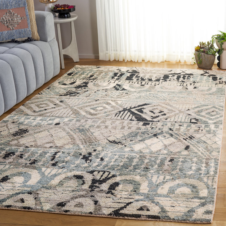 Gray Hand-Knotted Wool Rectangular 6' x 9' Rug