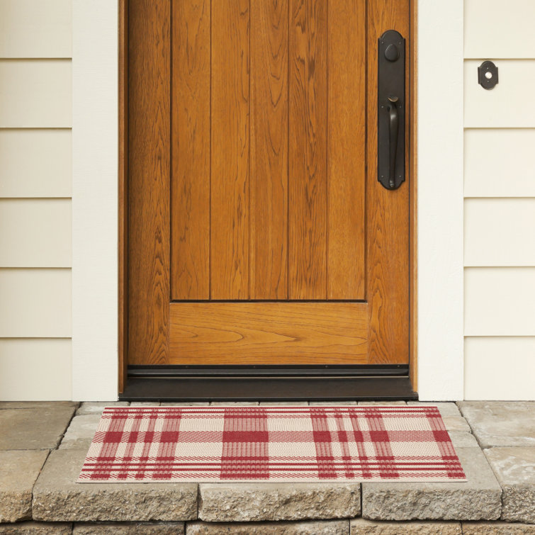 Red and Bone Rectangular Synthetic Easy Care Rug, 2' x 3'7"