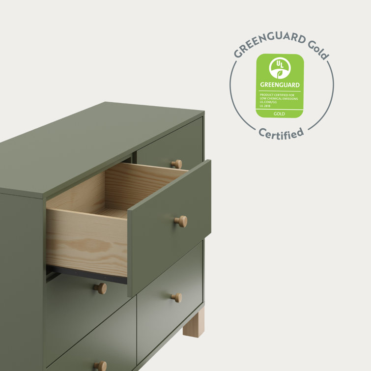 Olive and Driftwood Pine Double Dresser with 6 Drawers