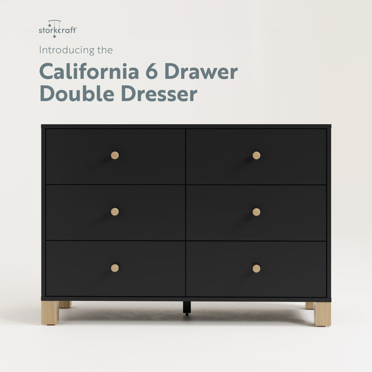 Black and Driftwood 6-Drawer Nursery Dresser