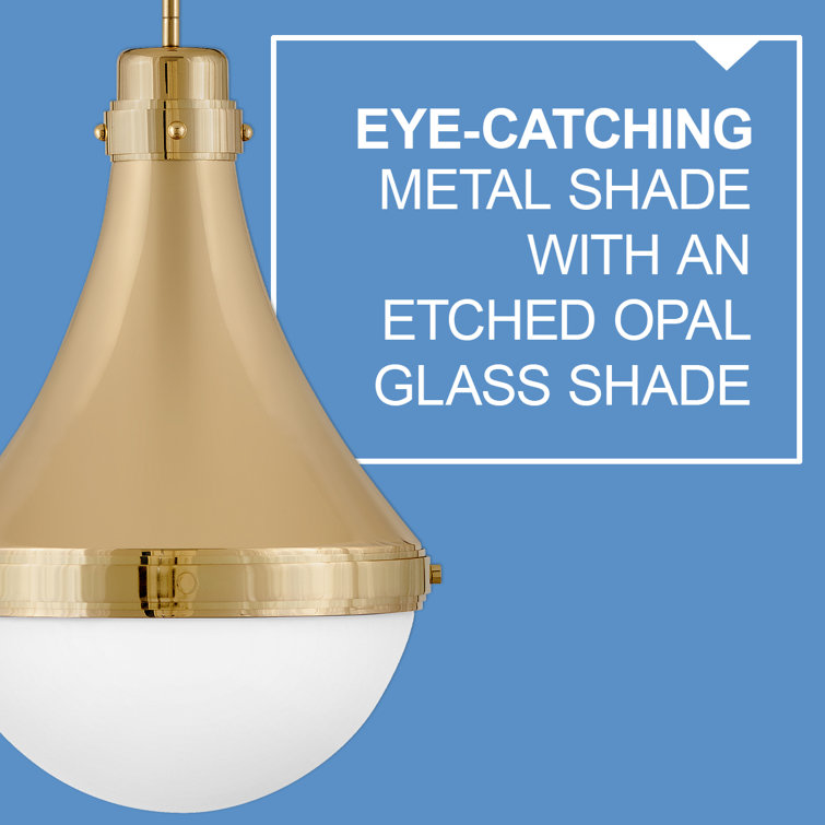Elegant Brass and Opal Glass 21.25" Transitional Pendant Light