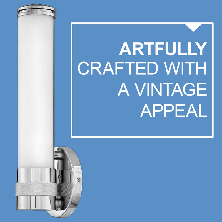 Chrome Cylinder Outdoor LED Wall Sconce with Etched Glass