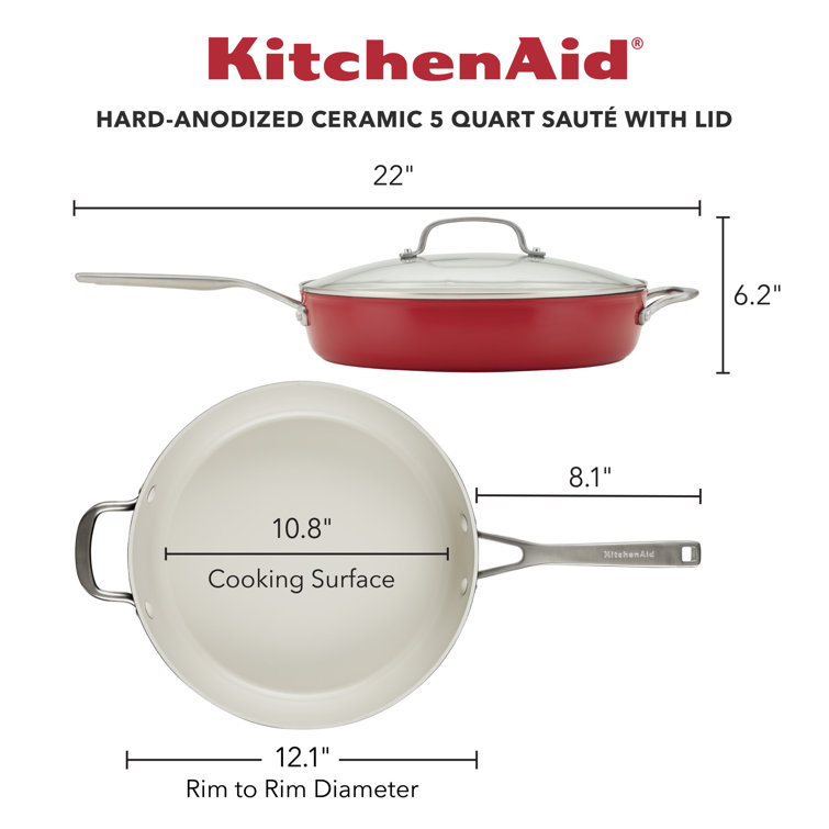 Empire Red 5 Quart Nonstick Aluminum Saute Pan with Lid