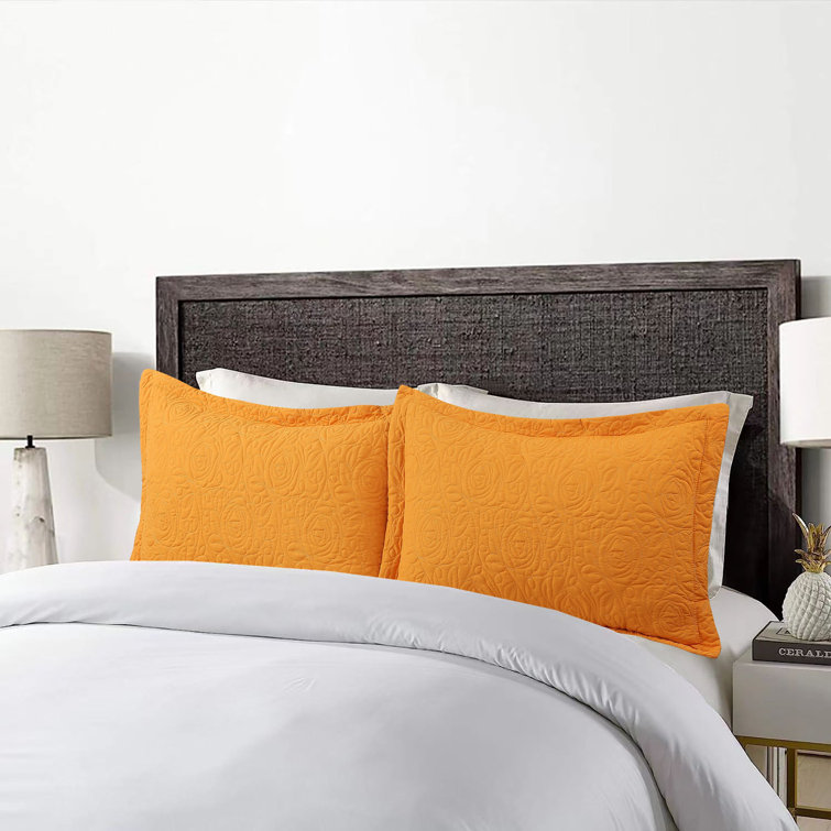 Turmeric Embroidered Cotton Polyester Standard Pillow Shams