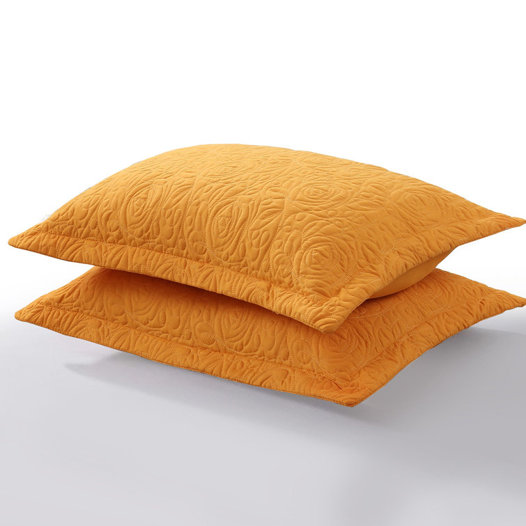 Turmeric Embroidered Cotton Polyester Standard Pillow Shams