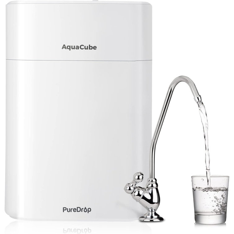 PureDrop AquaCube White Compact 4-Stage Under Sink Water Filter System