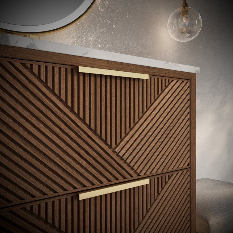 Diamond 24'' Walnut Bathroom Vanity with White Quartz Top