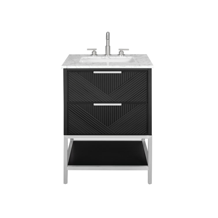 Diamond 24'' Walnut Bathroom Vanity with White Quartz Top