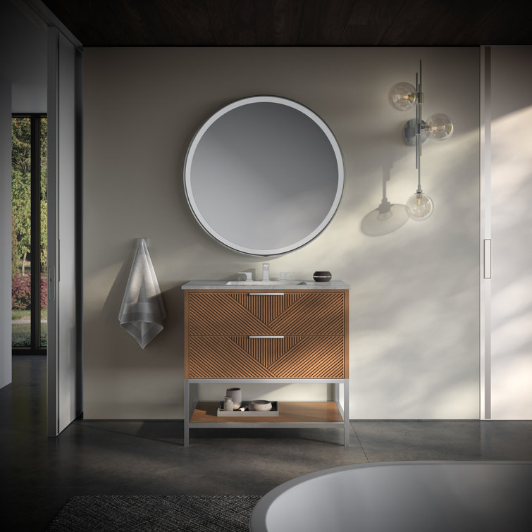 Charcoal Black 36'' Freestanding Vanity with Calacatta Quartz Top