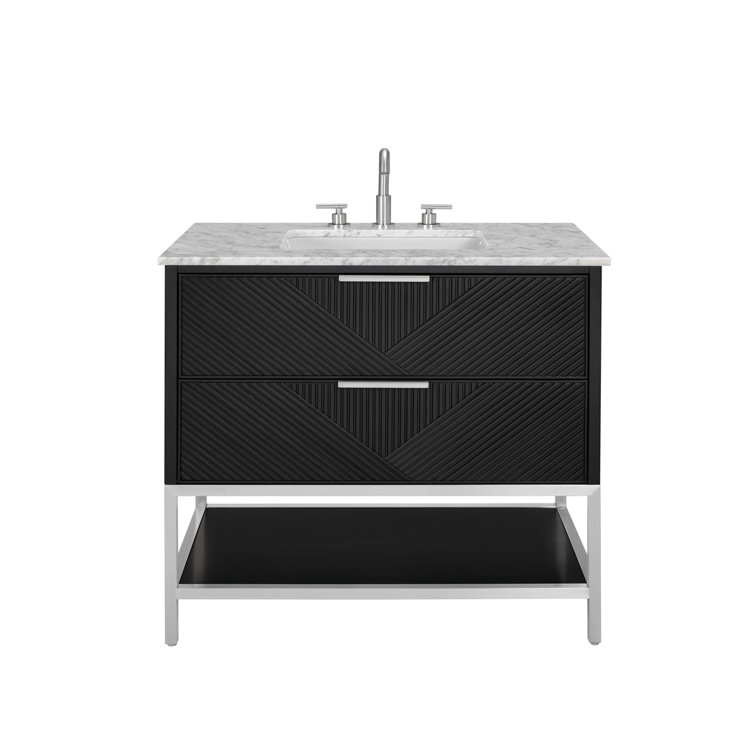 Charcoal Black 36'' Freestanding Vanity with Calacatta Quartz Top