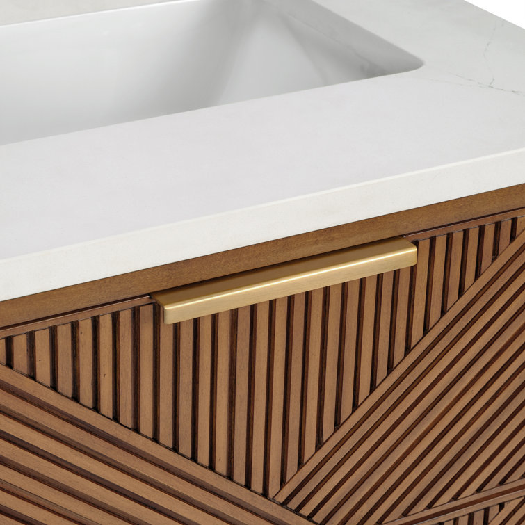 Diamond 24'' Walnut Bathroom Vanity with White Quartz Top