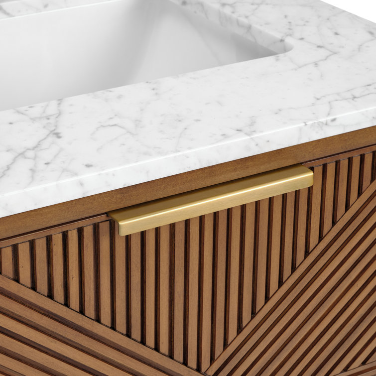 Diamond 24'' Walnut Bathroom Vanity with White Quartz Top