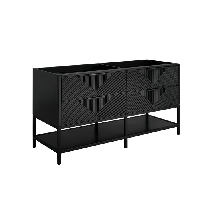 Diamond 60'' Charcoal Black Double Vanity with Calacatta Quartz Top