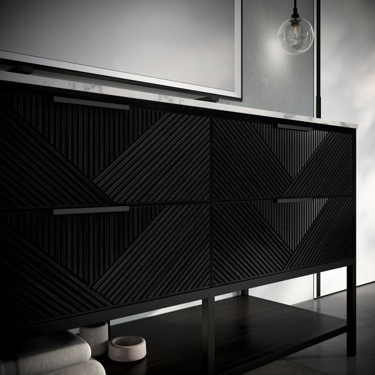 Diamond 60'' Charcoal Black Double Vanity with Calacatta Quartz Top