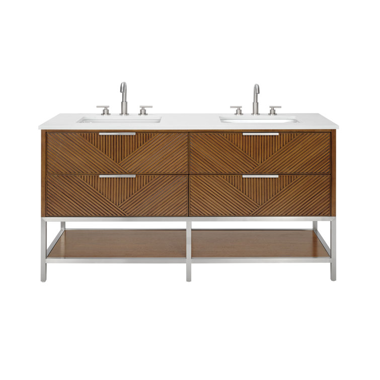 Diamond 60'' Charcoal Black Double Vanity with Calacatta Quartz Top