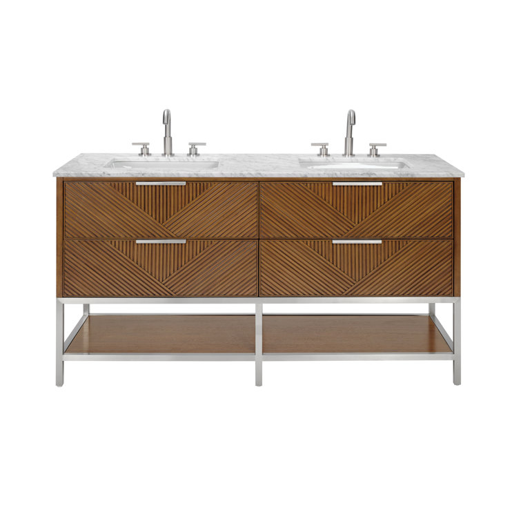 Diamond 60'' Charcoal Black Double Vanity with Calacatta Quartz Top