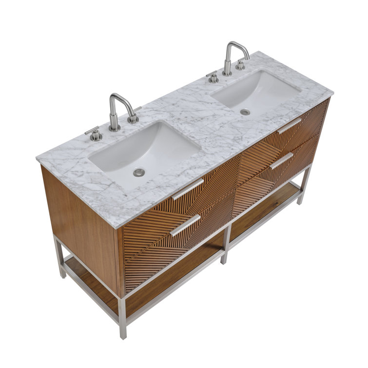 Diamond 60'' Charcoal Black Double Vanity with Calacatta Quartz Top