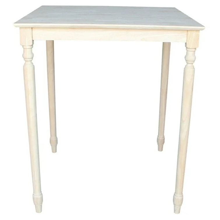 Rustic Farmhouse 36" Square Unfinished Rubberwood Bar Table