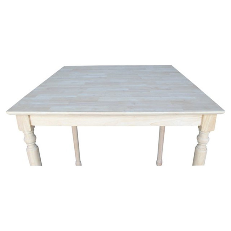 Rustic Farmhouse 36" Square Unfinished Rubberwood Bar Table